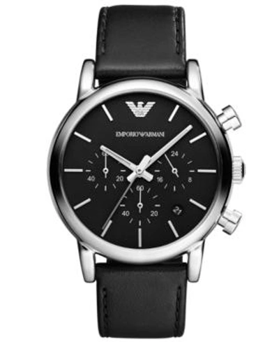 Shop Emporio Armani Men's Chronograph Black Leather Strap Watch 41mm Ar1733