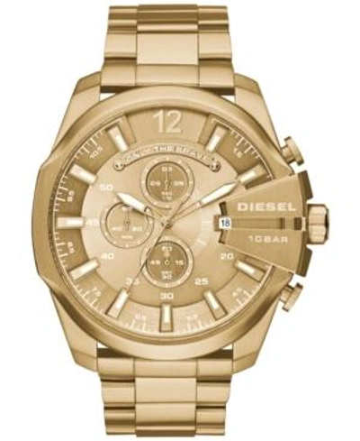 Shop Diesel Men's Chronograph Mega Chief Gold-tone Stainless Steel Bracelet Watch 59x51mm