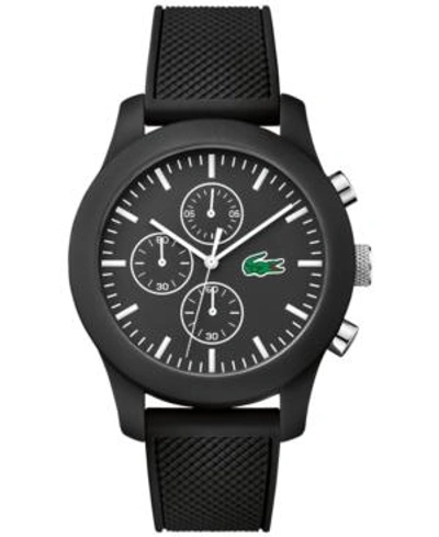 Shop Lacoste Unisex Chronograph 12.12 Black Silicone Strap Watch 44mm 2010821