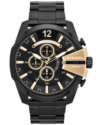 Shop Diesel Men's Chronograph Mega Chief Black Ion-plated Stainless Steel Bracelet Watch 51x59mm Dz4338