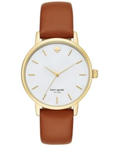 Shop Kate Spade New York Women's Metro Luggage Leather Strap Watch 34mm Ksw1142 In Gold