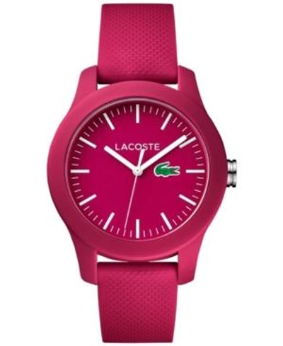 Shop Lacoste Women's 12.12 Pink Rubber Strap Watch 38mm 2000957