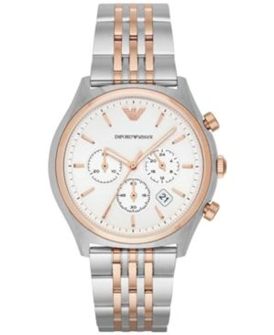 Shop Emporio Armani Men's Chronograph Two-tone Stainless Steel Bracelet Watch 43mm Ar1998