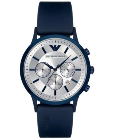 Shop Emporio Armani Men's Chronograph Blue Rubber Strap Watch 43mm Ar11026