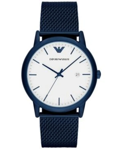 Shop Emporio Armani Men's Blue Stainless Steel Mesh Bracelet Watch 43mm Ar11025