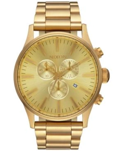 Shop Nixon Men's Sentry Chronograph Gold-tone Stainless Steel Bracelet Watch 42mm A386-502-00