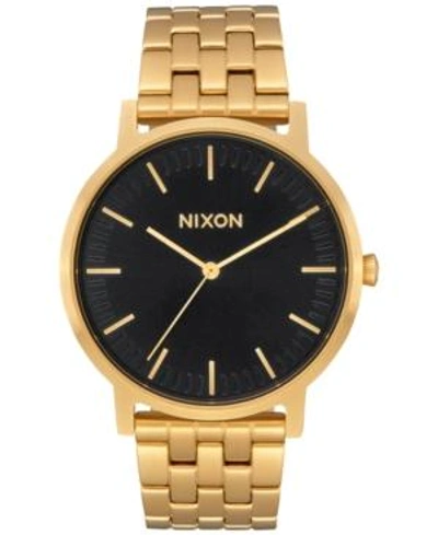 Shop Nixon Men's Porter Stainless Steel Bracelet Watch 40mm A1057 In Gold/black