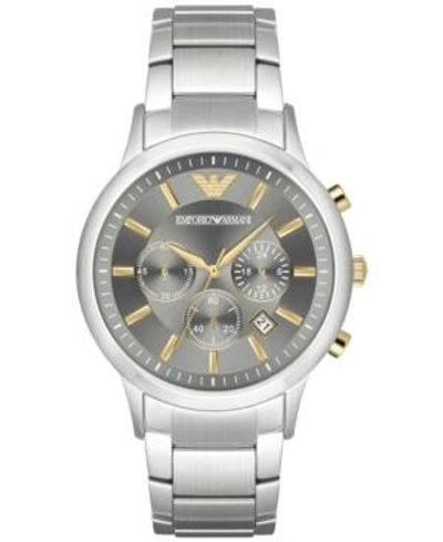 Shop Emporio Armani Men's Chronograph Stainless Steel Bracelet Watch 43mm Ar11047 In Silver