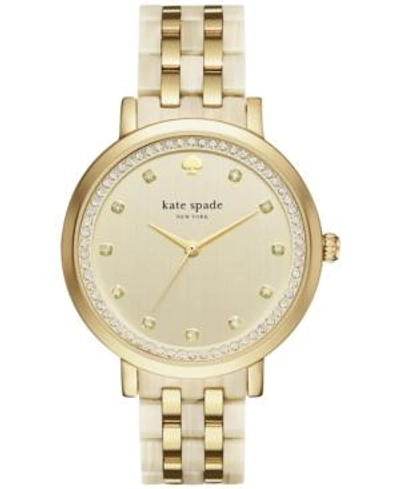 Shop Kate Spade New York Women's Monterey Gold-tone Stainless Steel And Horn Acetate Bracelet Watch 38mm