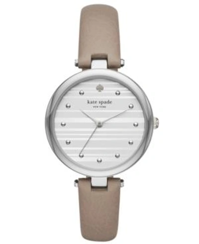 Shop Kate Spade New York Women's Varick Clocktower Gray Leather Strap Watch 36mm In Grey