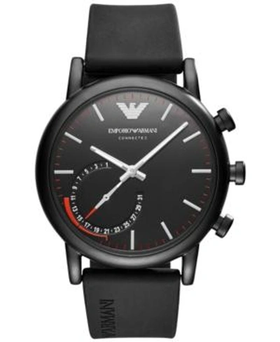 Shop Emporio Armani Men's Connected Black Rubber Strap Hybrid Smart Watch 43mm