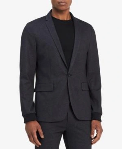 Shop Calvin Klein Men's Slim-fit Stretch Textured Blazer In Cadet Navy