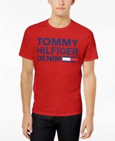 Shop Tommy Hilfiger Denim Men's Graphic-print T-shirt In Apple Red