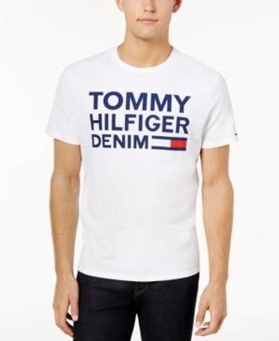 Shop Tommy Hilfiger Denim Men's Graphic-print T-shirt In Bright White
