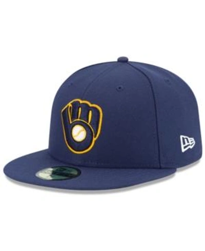 Shop New Era Milwaukee Brewers Authentic Collection 59fifty Cap In Lightnavy