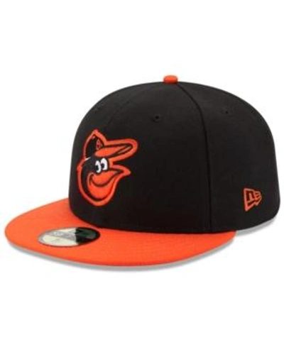 Shop New Era Baltimore Orioles Authentic Collection 59fifty Cap In Black/orange