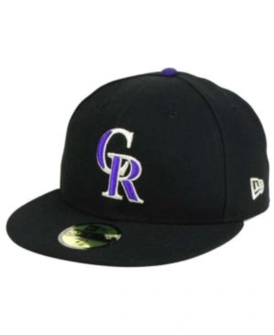 Shop New Era Colorado Rockies Authentic Collection 59fifty Cap In Black