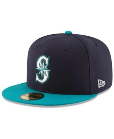 Shop New Era Seattle Mariners Authentic Collection 59fifty Cap In Navy/teal