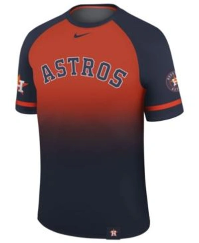 Shop Nike Men's Houston Astros Dri-fit Sublimated Raglan T-shirt In Navy
