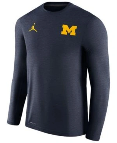 Shop Nike Men's Michigan Wolverines Dri-fit Touch Longsleeve T-shirt In Navy