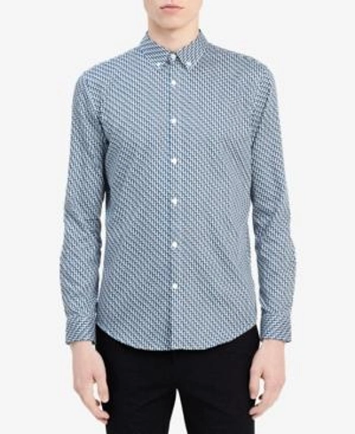 Shop Calvin Klein Men's Dobby Slim-fit Shirt In Cadet Navy