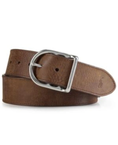 Shop Polo Ralph Lauren Men's Accessories, Distressed Leather Centerbar Buckle Belt In Brown