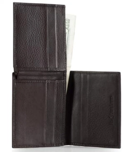Shop Polo Ralph Lauren Men's Wallet, Pebbled Bifold Wallet With Window In Brown