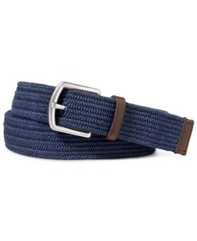 Shop Polo Ralph Lauren Men's Stretch Waxed Belt In Medium Navy