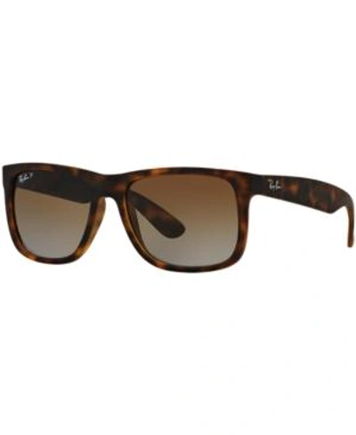 Shop Ray Ban Ray-ban Polarized Sunglasses, Rb4165 Justin Gradient In Brown/brown Gradient Polar