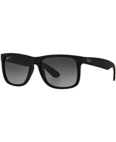 Shop Ray Ban Ray-ban Polarized Sunglasses, Rb4165 Justin Gradient In Black/grey Gradient Polar