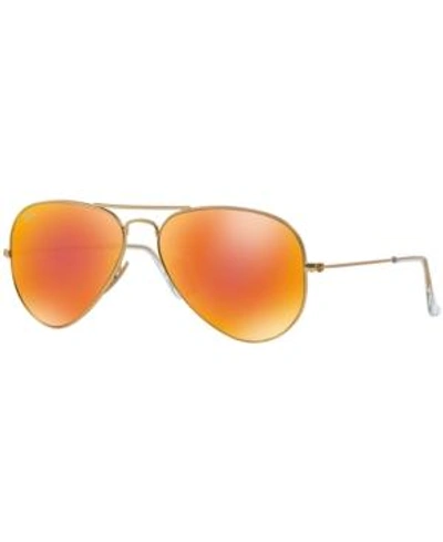 Shop Ray Ban Ray-ban Original Aviator Mirrored Sunglasses, Rb3025 62 In Gold Brown/orange Mirror
