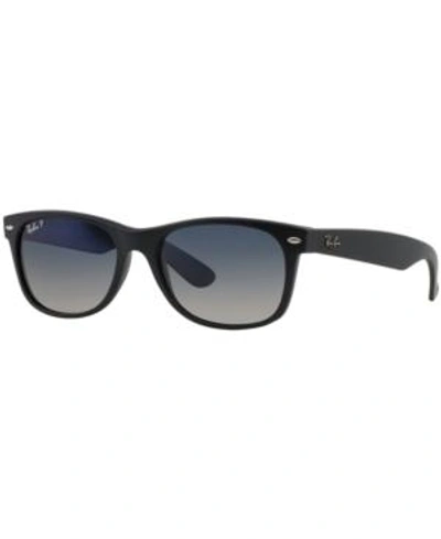 Shop Ray Ban Ray-ban Polarized New Wayfarer Gradient Sunglasses, Rb2132 52 In Black Matte/blue Mirror Polar