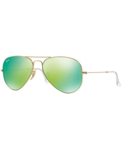 Shop Ray Ban Ray-ban Original Aviator Mirrored Sunglasses, Rb3025 62 In Gold Matte/green Mirror