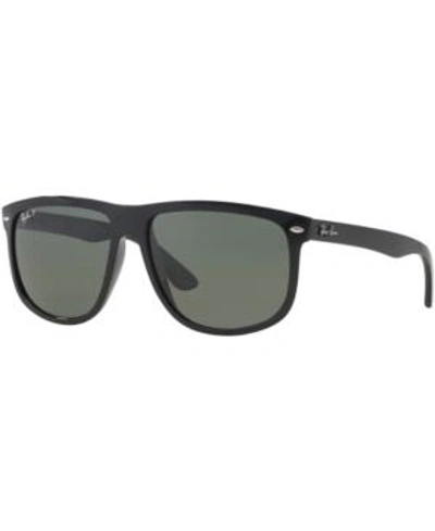 Shop Ray Ban Ray-ban Polarized Boyfriend Sunglasses, Rb4147 56 In Black/green Polar