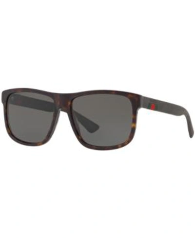 Shop Gucci Sunglasses, Gg0010s In Tortoise/grey Polar