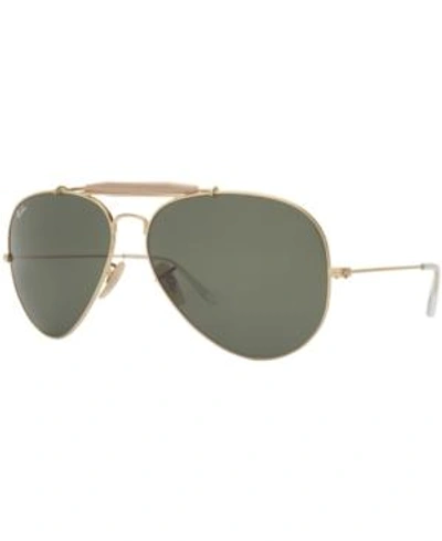 Shop Ray Ban Ray-ban Sunglasses, Rb3029 Outdoorsman Ii In Gold Shiny/green