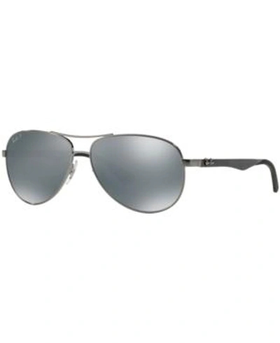 Shop Ray Ban Ray-ban Polarized Sunglasses, Rb8313 61 Carbon Fibre In Gunmetal/silver Mirror Polar
