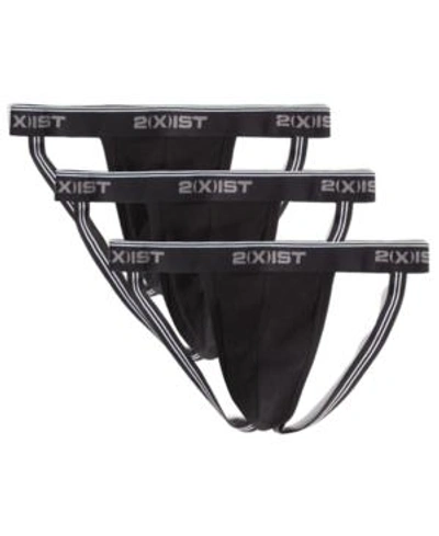 Shop 2(x)ist Men's Cotton Stretch Jock Strap 3-pack In Black