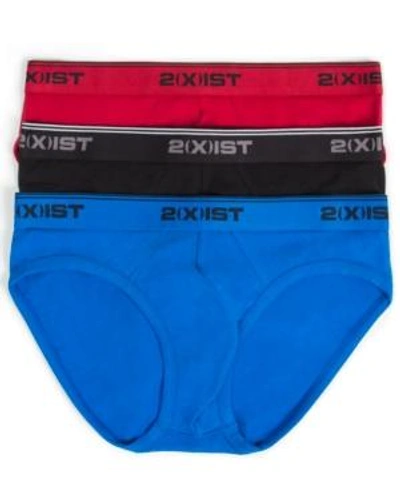 Shop 2(x)ist Men's Cotton Stretch No-show Briefs 3-pack In Red/black/skydiver Blue