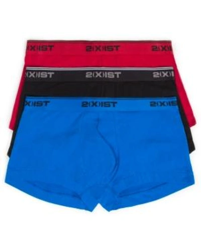 Shop 2(x)ist Men's Cotton Stretch 3 Pack No-show Trunk In Red/black/skydiver Blue