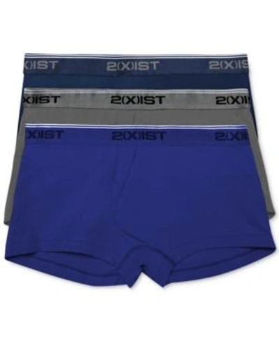 Shop 2(x)ist Men's Cotton Stretch 3 Pack No-show Trunk In Eclipse/lead/dazzling Blue