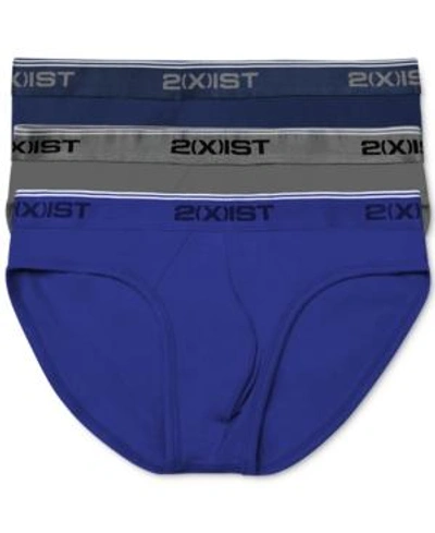 Shop Gucci 2(x)ist Cotton Stretch No Show Brief 3 Pack In Navy Blue/grey/royal Blue