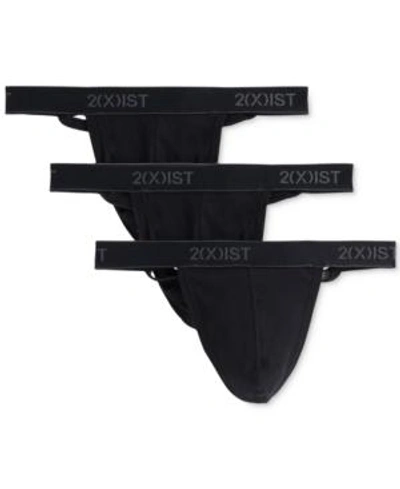 2(x)ist Men's 3-pk. Cotton Essential Y-back Thongs In Black