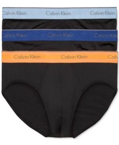Shop Calvin Klein Men's Microfiber Stretch Brief 3-pack In Blk W/ Color Wstbd