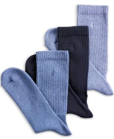 Shop Polo Ralph Lauren 3 Pack Ribbed Cushion Foot Crew Men's Socks In Oatmeal Assorted