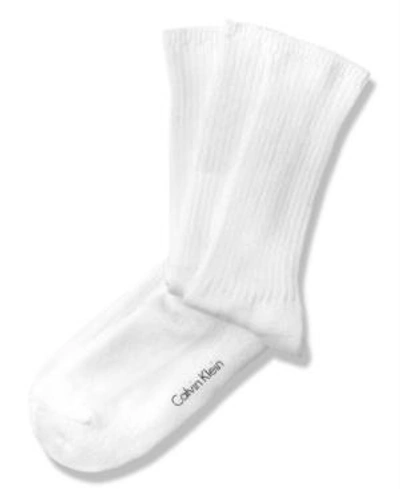 Shop Calvin Klein Men's Socks, 3 Pack Cotton Rich Casual Rib Men's Socks In White