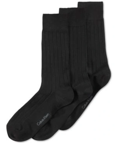 Shop Calvin Klein Men's 3-pack Soft Touch Ribbed Socks In Black