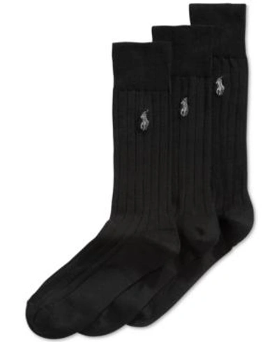 Shop Polo Ralph Lauren Men's Three-pack Crew Socks In Black