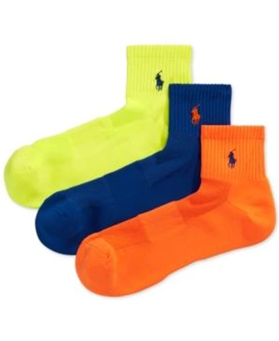 Shop Polo Ralph Lauren Ralph Lauren Men's Socks, Athletic Quarter 3 Pack In Navy Assor