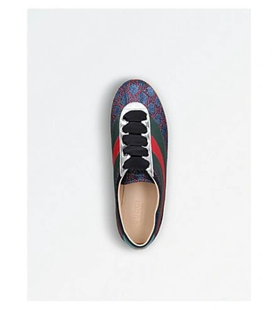 Shop Gucci Retro Leather Trainers In Blue Other